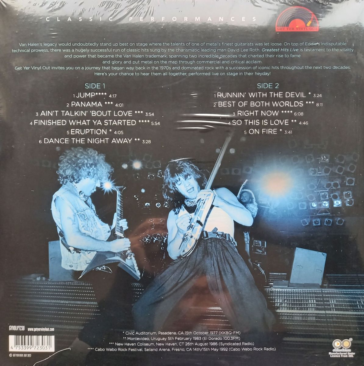 Van Halen Greatest Hits Live Dubman Home Entertainment